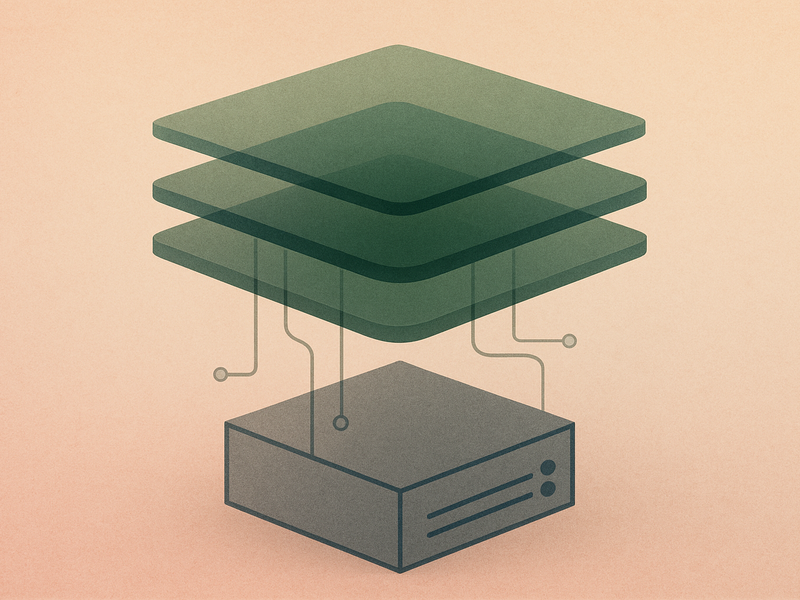 Abstract layered planes representing virtualization infrastructure