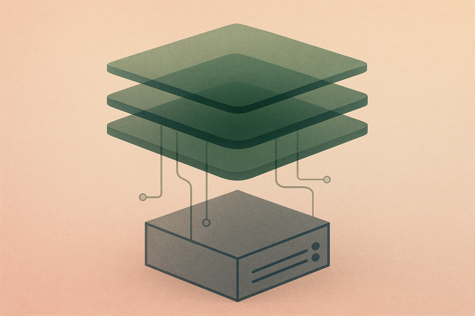 Abstract layered planes representing virtualization infrastructure