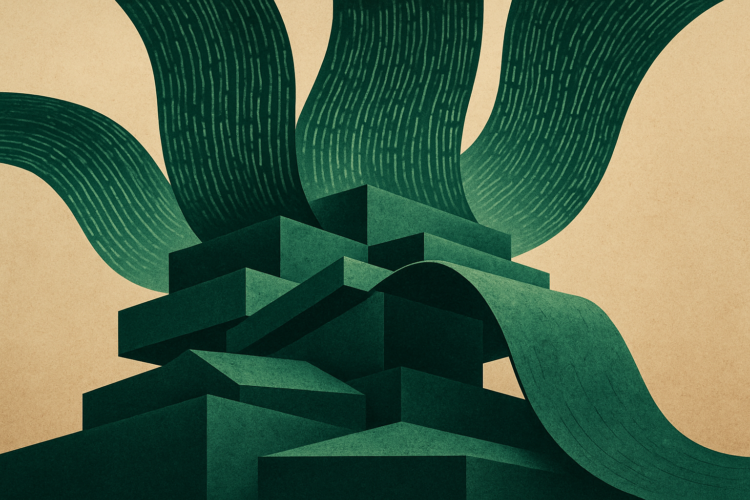 Abstract illustration depicting infrastructure strain under data volume pressure