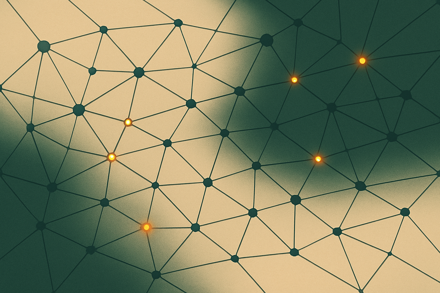 Abstract illustration of web infrastructure network with threat indicators