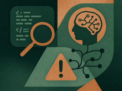 Abstract visualization of AI-assisted security vulnerability research process
